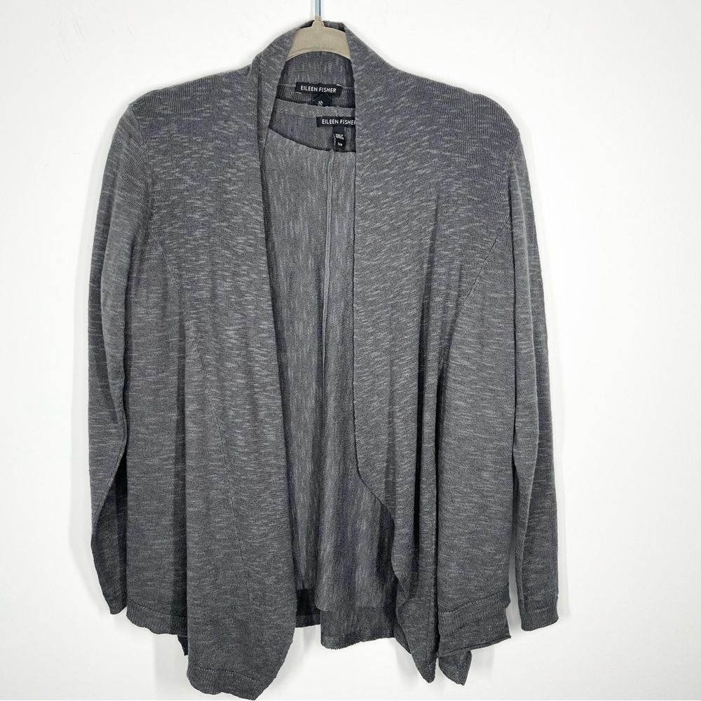 Eileen Fisher Organic Linen/Cotton Blend Cardigan Long Sleeve Blouse Set Small